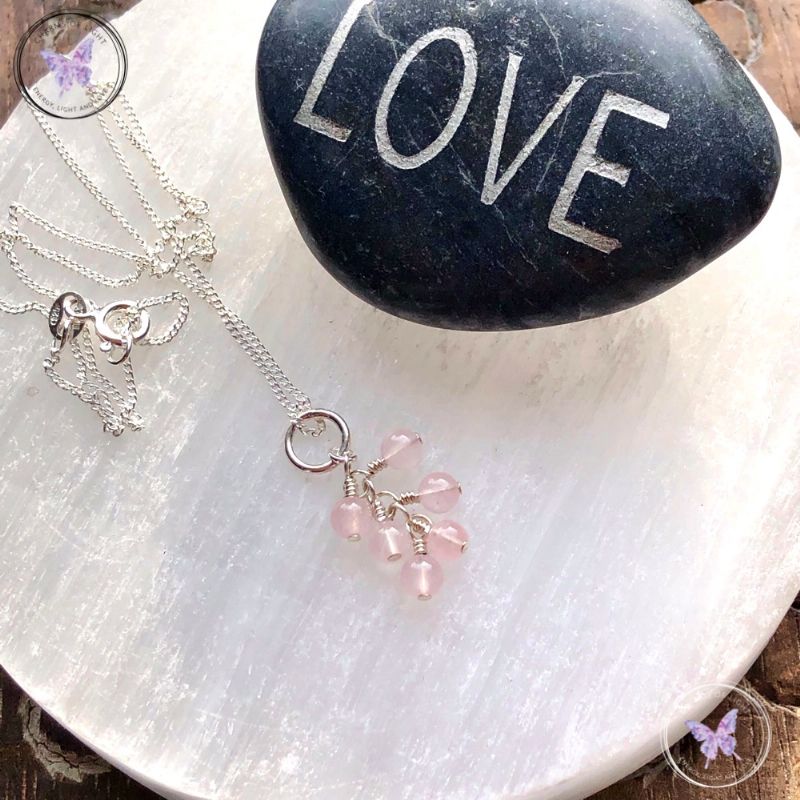 Rose Quartz Cluster Pendant Necklace